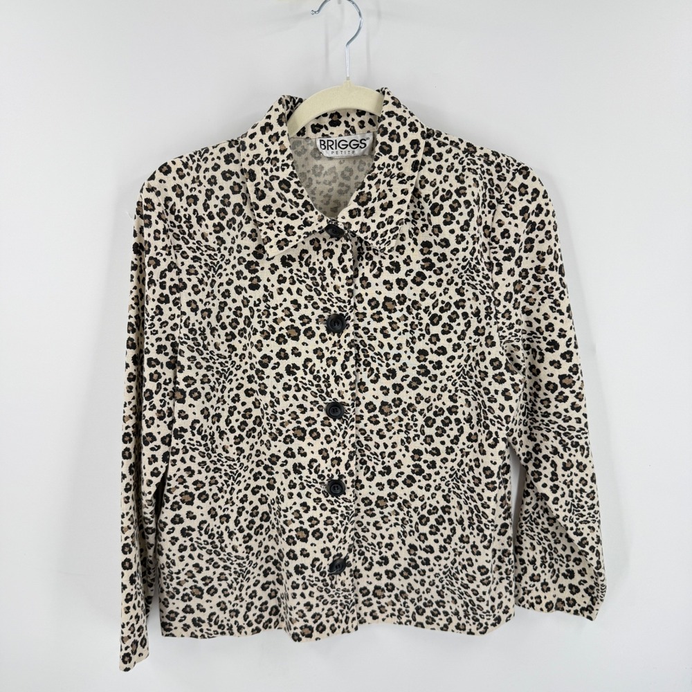 Briggs Button Up Jacket Animal Print SP Leopard Cheetah Print Petite Indie